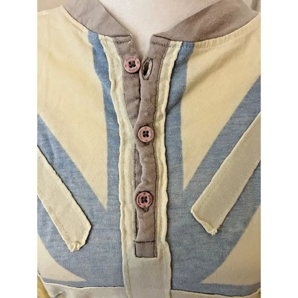 Y2K Distressed British English Laundry Long Sleeve Light Weight Henley Shirt - Picture 2 of 5